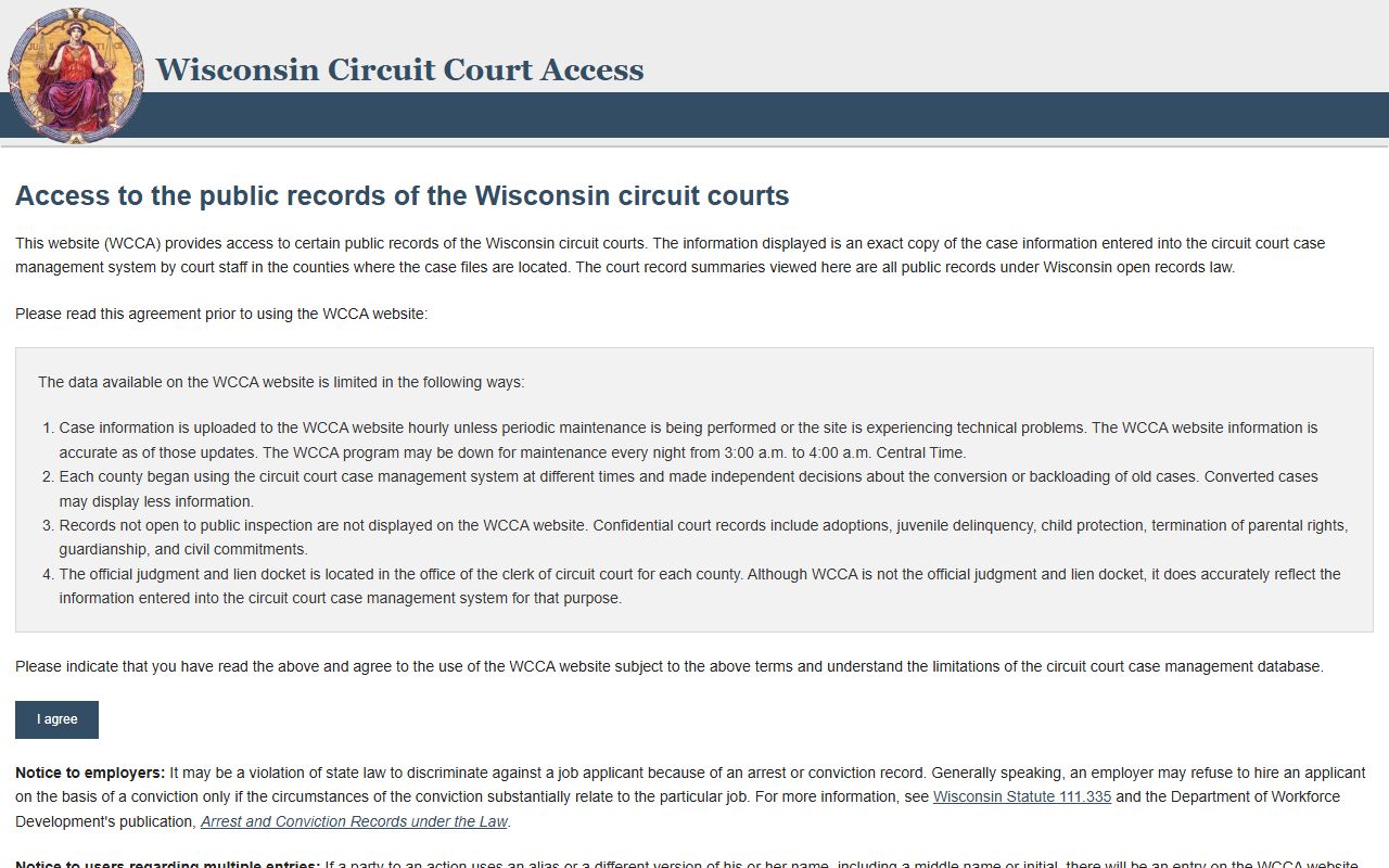 Ashland County court records after arrest WCCA case search